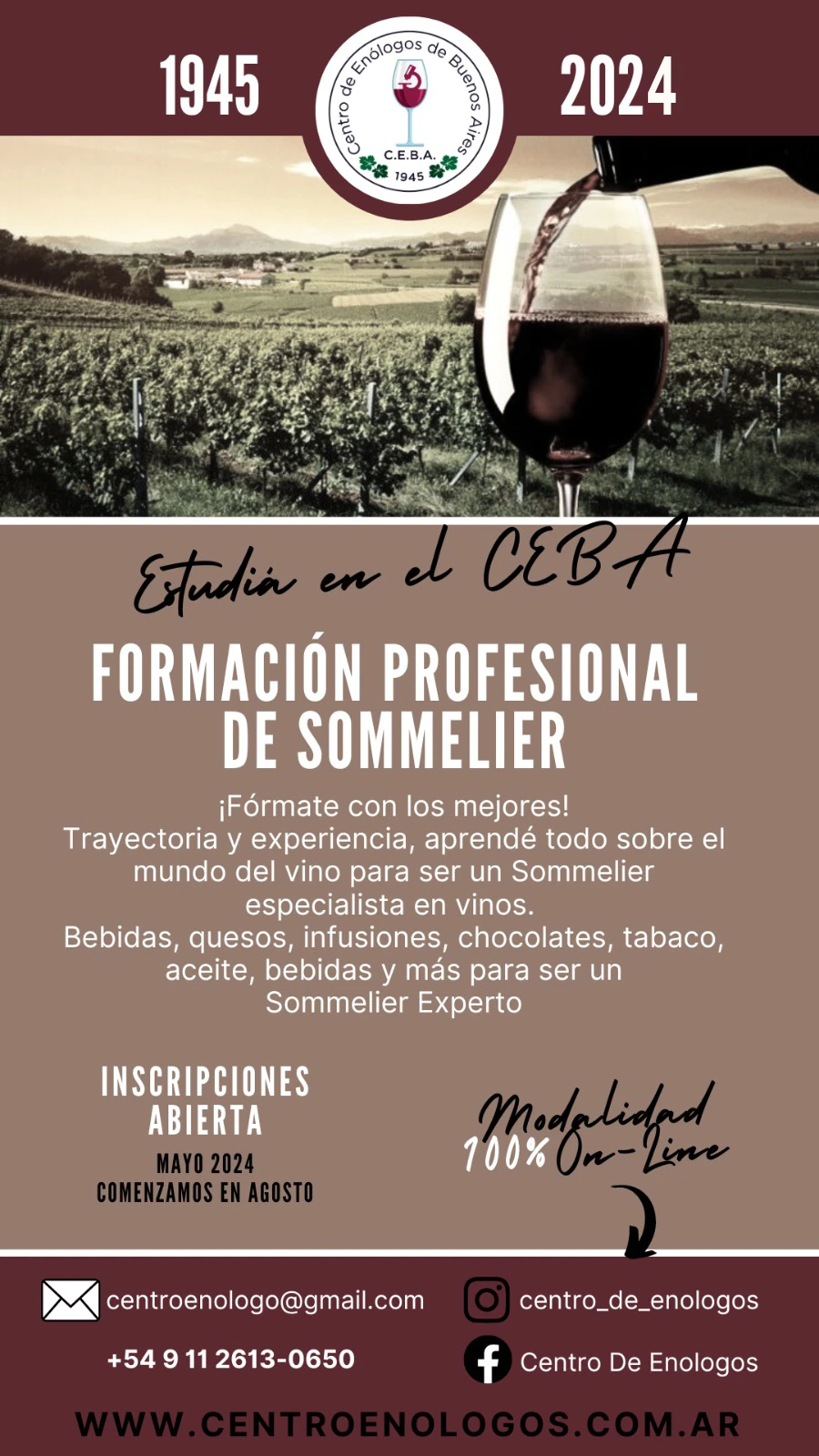 Curso sommelier de vino agosto 2024